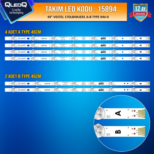 TAKIM LED-94 (4XA-2XB) 49 VESTEL 17DLB49UER1 A-B TYPE 49UB8300 49